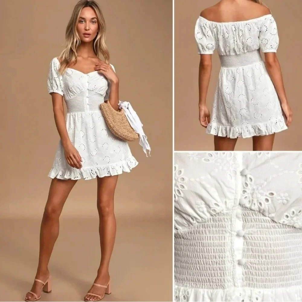 Finders Keepers Ditsy Doo White Embroidered Eyelet Minidress size 6